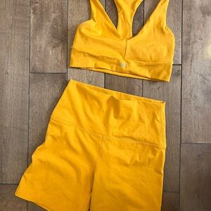 Orange Activewear Set - Sport Bra & High-Waist Shorts